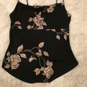 Black Crop Top With Flowers